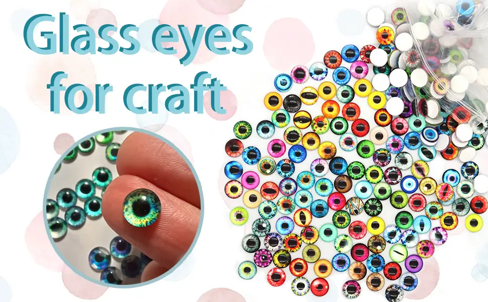 100PCS Assorted Dragon Eyes Glass Cabochon for Clay Doll Making Sculptures Props Craft DIY Findings Jewelry Making oval 10mm - product information 1