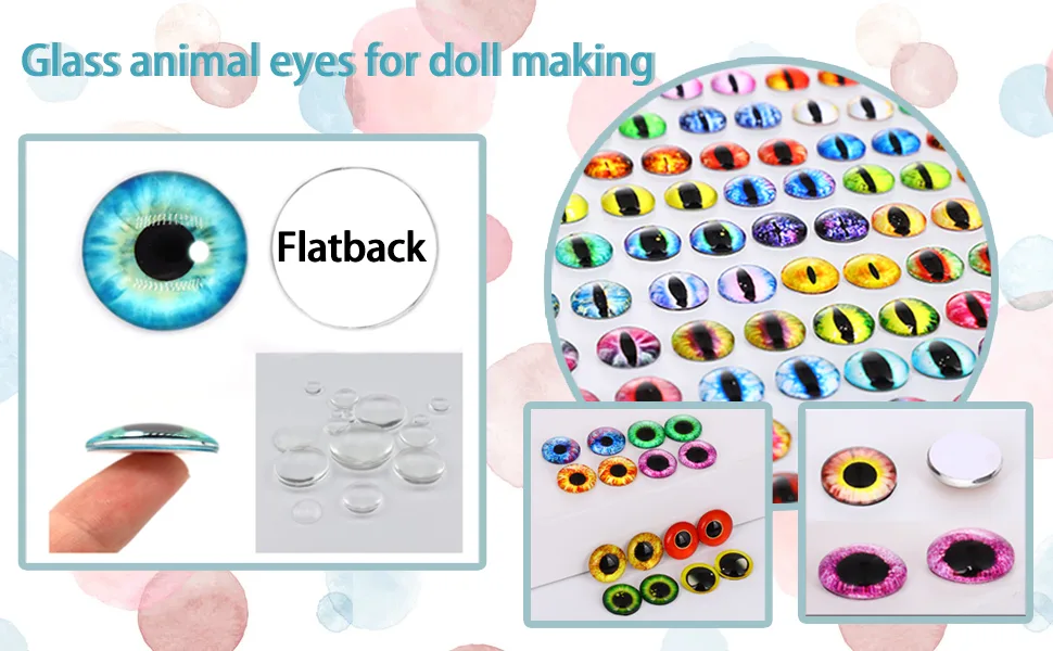100PCS Assorted Dragon Eyes Glass Cabochon for Clay Doll Making Sculptures Props Craft DIY Findings Jewelry Making oval 10mm - product information 6