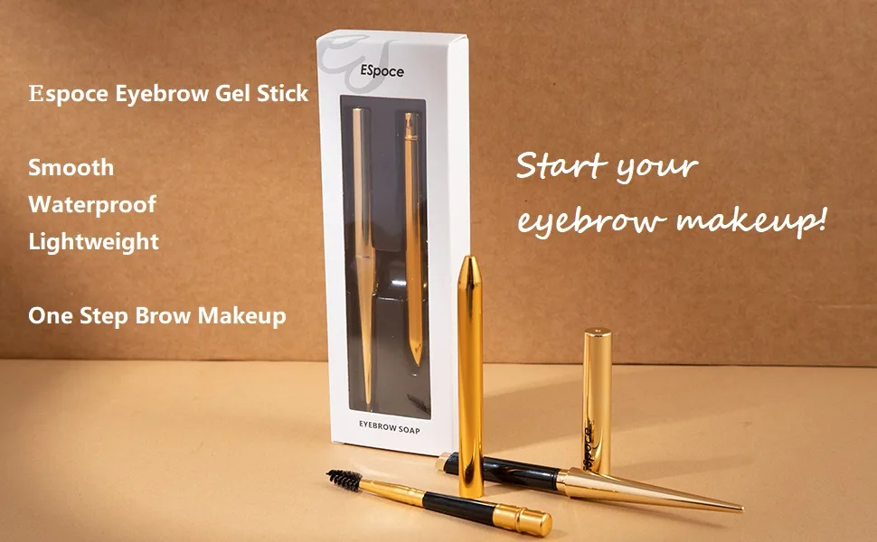 Espoce Eyebrow Gel Clear One Step Brow Setting Kit for Natural Eyebrow Makeup  Waterproof and Long Lasting  Golden - eyebrow gel