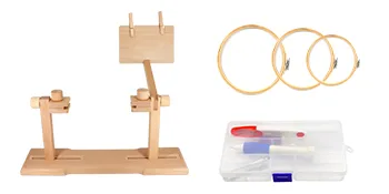 SolidGnik Embroidery Stand Adjustable Embroidery Hoop Holder with Embroidery Kit and 3PCS Embroidery Hoops - 2531