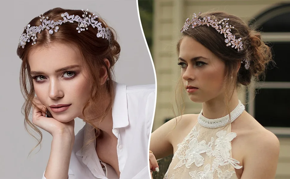 CROWN GUIDE Rhinestones Headband 20s Bridal Headpiece 1920s Flapper Accessories for Women Wedding Brides Gold - product information 5