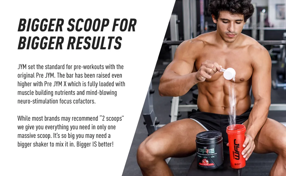 JYM Supplement Science Pre JYM X Shockwave Advanced Pre-Workout Powder Massive Pumps  Citrulline Nitrate  Dynamine  NO3T Betaine  BCAA s  Nootropics  Creatine  Beta-Alanine  20 Servings - Bigger Scoop for Bigger Results