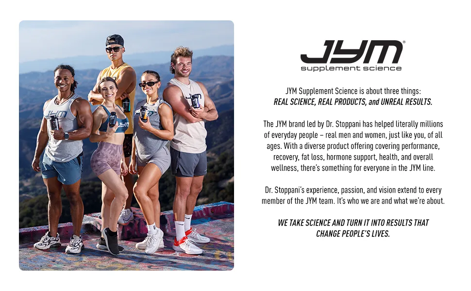 JYM Supplement Science Pre JYM X Shockwave Advanced Pre-Workout Powder Massive Pumps  Citrulline Nitrate  Dynamine  NO3T Betaine  BCAA s  Nootropics  Creatine  Beta-Alanine  20 Servings - Footer