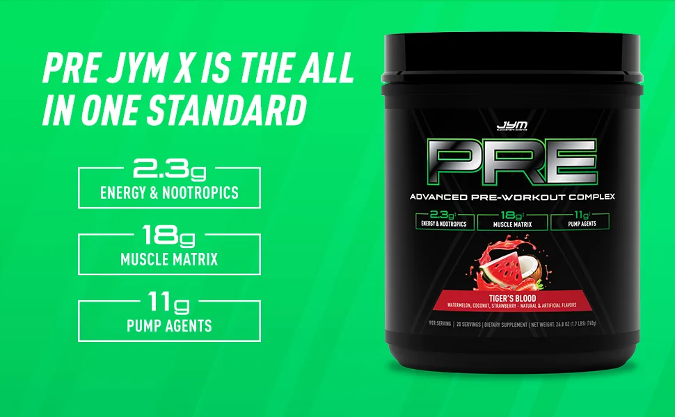 JYM Supplement Science Pre JYM X Shockwave Advanced Pre-Workout Powder Massive Pumps  Citrulline Nitrate  Dynamine  NO3T Betaine  BCAA s  Nootropics  Creatine  Beta-Alanine  20 Servings - Supps Facts