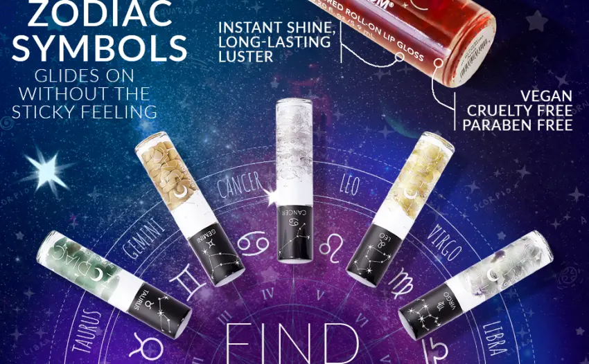 Blossom Zodiac Sign Vanilla Scented Moisturizing Roll-On Lip Gloss with Crystals  Made in USA  0.20 fl. oz./5.9ml  Sagittarius - makeup make up lips face lip pencil beauty products accessories natural ingredients cherry mango