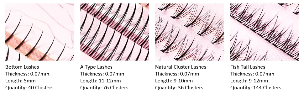 MLEN DIARY 296pcs Clusters Individual Lashes Cluster Lashes Natural Look Mixed 4 Types 5-12mm False DIY Eyelashes Extension Wispy Faux Mink Lash 296pcs 4 in 1 - product information 8