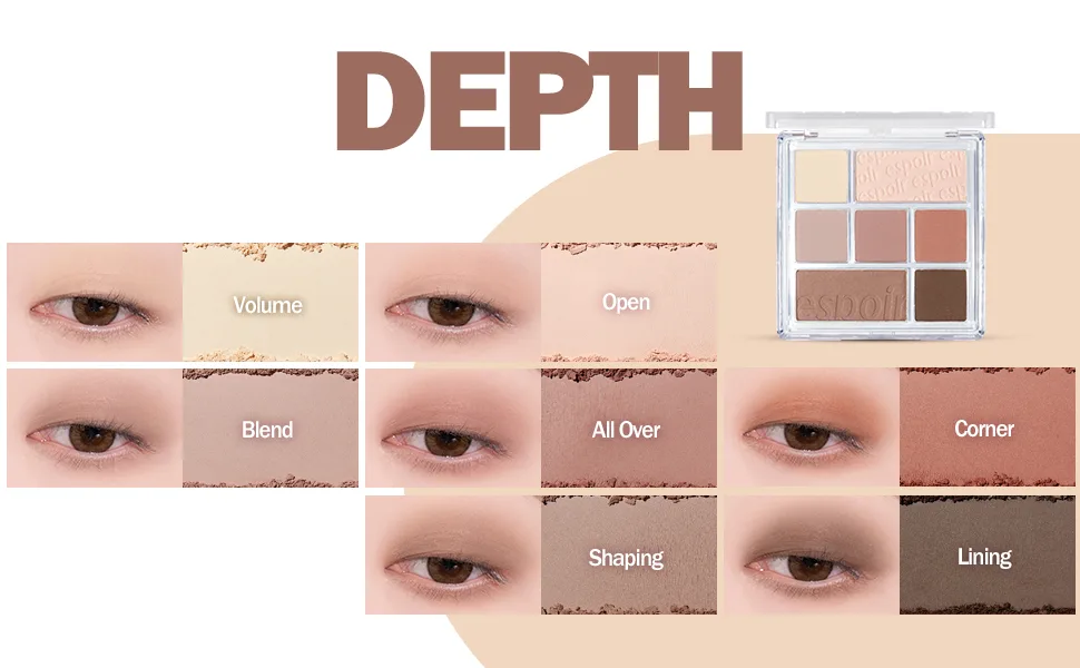 Espoir Real Eye Palette 9 Depth | Everyday Multi-Use Long-Lasting and Blendable 7 Colors Eyeshadow Palette for Eyeshadow Base and Cheeks Makeup | Warm  Cool  Neutrals | Korean Makeup - #09. Depth