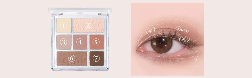 Espoir Real Eye Palette 9 Depth | Everyday Multi-Use Long-Lasting and Blendable 7 Colors Eyeshadow Palette for Eyeshadow Base and Cheeks Makeup | Warm  Cool  Neutrals | Korean Makeup - #09. Depth