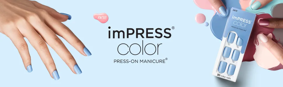 KISS imPRESS Color Press-On Nails Polish-Free Manicure Set   Sweet Mango   30 Chip-Proof  Smudge-Proof Fake Nails - image