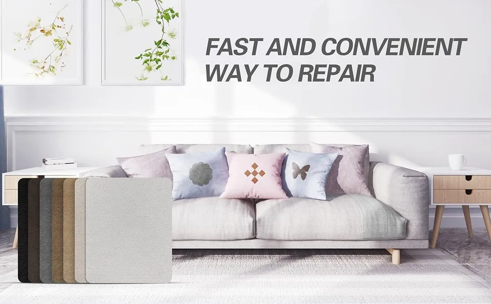 Azobur Sofa Fabric Repair Patch  6 Piece Microfiber Patches  Self Adhesive Fabric Sofa Patch Repair Fabric  Luxurious Look  Quick Fix Sofa.(Gray) - product information 1