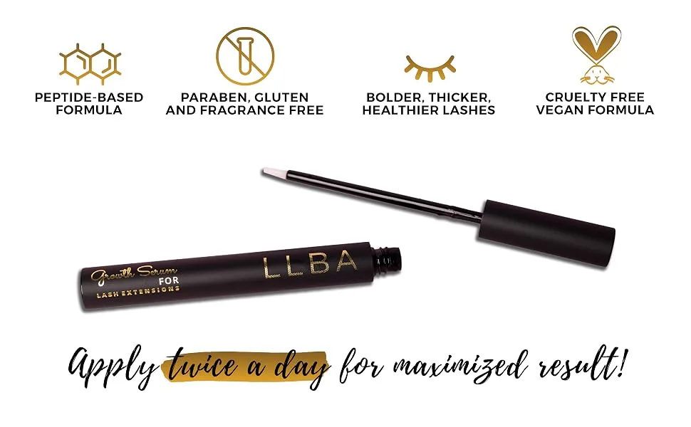 LLBA Growth Serum For Lash Extension | Enhancing Serum for Natural Lashes  Lash Extensions & Eyebrows | Eyelash Serum To Grow Lashes Fuller & Longer Looking Eyelashes (5ml) - growth serum lash