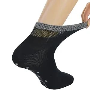 Yomandamor 6 Pairs Seamless Diabetic Socks for Men Bamboo Non Slip Grip Ankle Socks 10-13 Black - product information 2