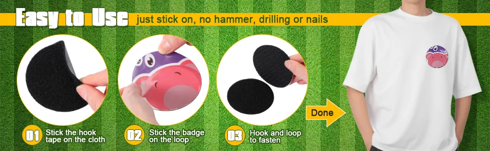 12 Pairs Referee Patch Hook and Loop Dots 3 Inch Self Sticky Circle Hook and Loop Round Adhesive Loop Tape Double Sided Hook and Loop Fasteners for Home Office School Wall Decor Tool Hanging - product information 3