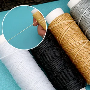 Ftyiwu Waxed Thread 32 Yards (Black)  Leather Sewing Waxed Thread with Hand Sewing Needles  Leather Sewing Thread Set for Home Upholstery Carpet Leather Canvas Repair and Sewing - High Quality and Durable