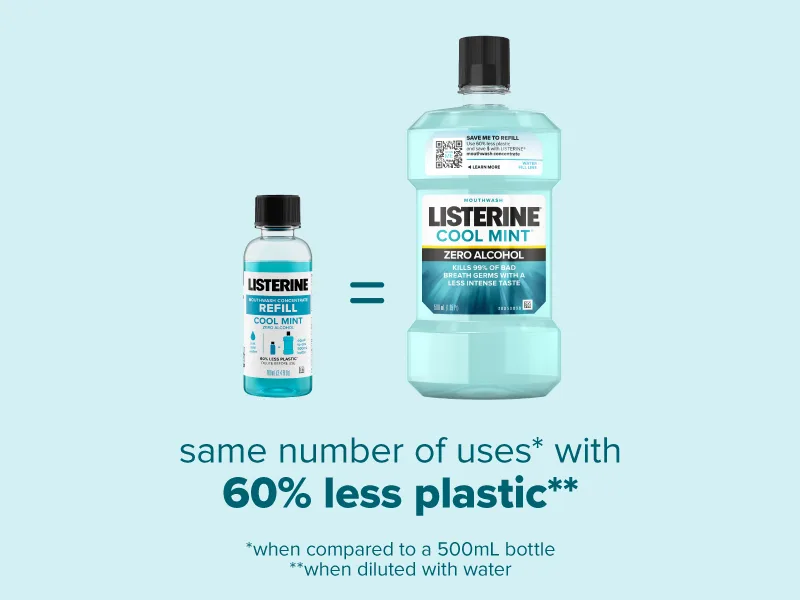 Listerine Zero Alcohol Mouthwash Concentrate Starter Kit  1 x 500 mL & 2 x 100 mL - product information 3