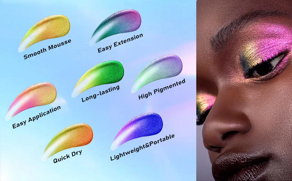 MAKI YIKA Liquid Eyeshadow  Chameleon Metallic Eyeshadow Color Shifting  Highly Pigmented  Longer-Lasting With No Creasing Multichrome Glitter Eye Looks(7 Bronzer) - glitter eyeshadow liquid