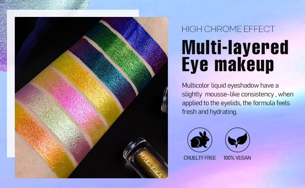MAKI YIKA Liquid Eyeshadow  Chameleon Metallic Eyeshadow Color Shifting  Highly Pigmented  Longer-Lasting With No Creasing Multichrome Glitter Eye Looks(7 Bronzer) - glitter liquid eyeshadow