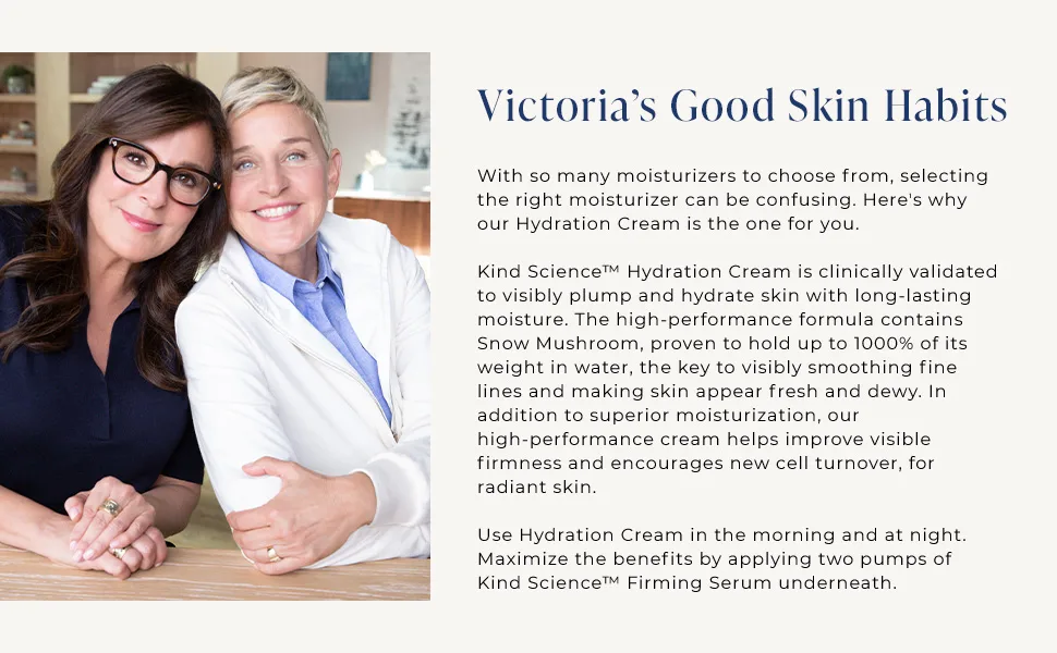 Kind Science Hydration Cream | Ultra Hydrates + Visibly Reduces Wrinkles | 2 FL OZ / 60 mL - kind science founders ellen degeneres and victoria jackson from guthy-renker