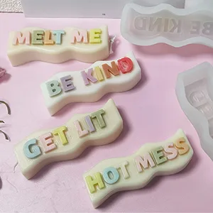 MIMIRACLE Silicone Candle Mold for Candle Making Wave Alphabet Pillar Resin Moulds for Candle Making Epoxy Mold for Soaps Making  Wax  Resin Casting Soap Cake Dessert Smile - Funny Candle