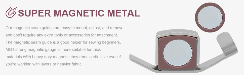 Magnetic Seam Guide  4 Pieces of Magnet for Universal Sewing Machine Metallic - product information 2