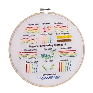 Fanryn Embroidery Kit for Beginners Beginner Embroidery Stitch Practice Kit  3 Sets Embroidery Kit to Learn 35 Different Stitches for Craft Lover Hand Stitch with Embroidery Skill Techniques Kit 10 - Beginners Embroidery Stitch Practice kit
