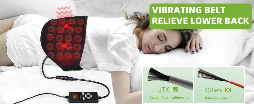 UTK Heating Pad with Vibration Massage for Lower Back  Far Infrared Heated Waist Wrap with Strap-55inch. 3 Vibration Modes  Smart Controller  Hot Enough (103 -159 )  Auto Shut Off  XL/XXL - product information 12