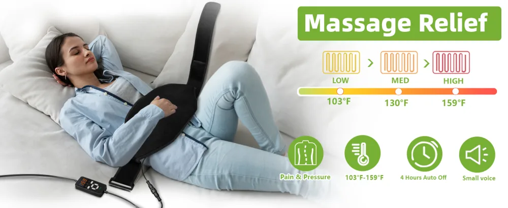 UTK Heating Pad with Vibration Massage for Lower Back  Far Infrared Heated Waist Wrap with Strap-55inch. 3 Vibration Modes  Smart Controller  Hot Enough (103 -159 )  Auto Shut Off  XL/XXL - product information 15