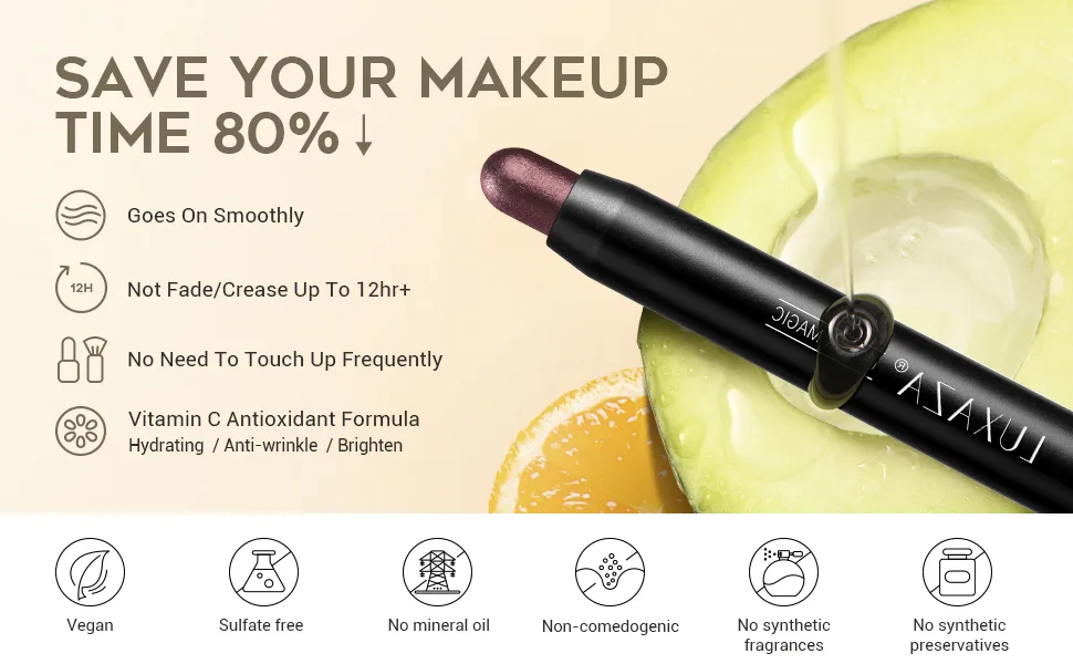 LUXAZA Eye Shadow Stick  Cream Single Makeup with Blending Brush  Eye Brightener Stick  Blush Stick  Eyeliner  Smooth Metallic 75 Ruby Pearl 75 - product information 7