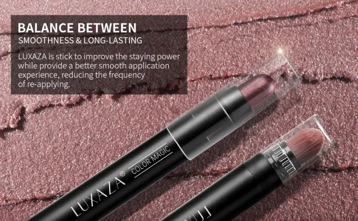 LUXAZA Eye Shadow Stick  Cream Single Makeup with Blending Brush  Eye Brightener Stick  Blush Stick  Eyeliner  Smooth Metallic 75 Ruby Pearl 75 - product information 8