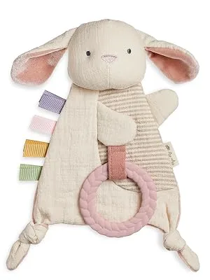Itzy Ritzy - Bitzy Crinkle Sensory Toy with Teether  Features Ribbons  Crinkle Sound & Soft  Braided Teething Ring  Bunny - itzy ritzy, crinkle toy, bitzy crinkle