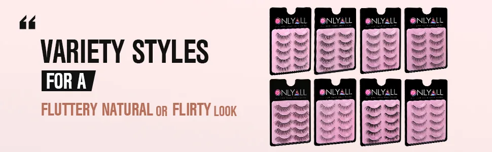Onlyall Wispy Lashes Mink False Eyelashes Natural Look 3D Mink Lashes Wispies Eyelashes Natural Lashes 14MM False Eye Lashes 5 Pairs B03 B03 (7MM-14MM) - clear band eyelashes