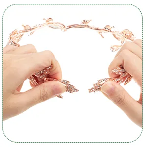 Hicarer Rhinestone Leaf Wedding Tiara Crown Headband Cosplay Fairy Pixie Elf Ears for Brides Pageants Wedding Prom (Gold) - product information 4