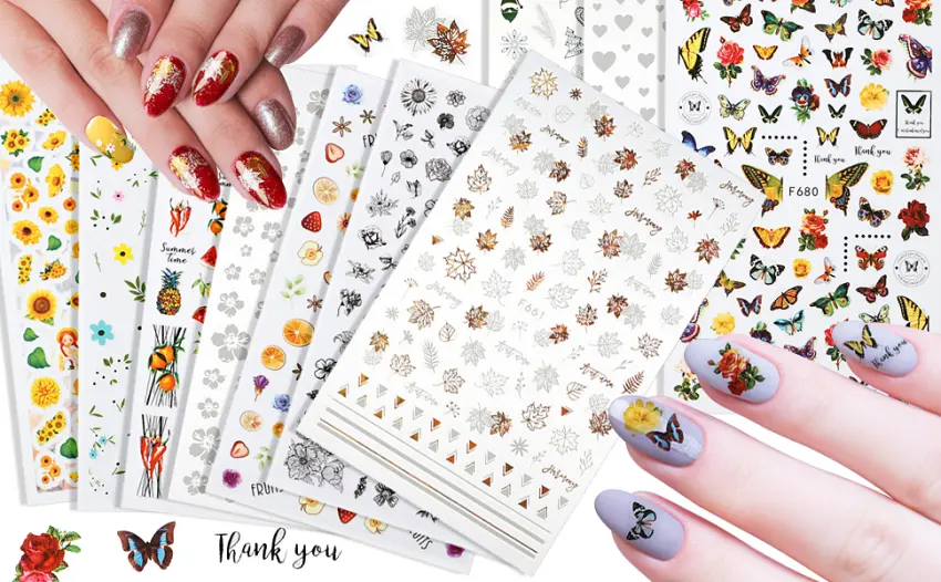 Nail Stickers  24 Stickers for Nails Art  Self Adhesive Nail Art Sticker Decals  Nail Supplies kit Large Sheets - product information 2