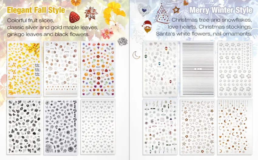 Nail Stickers  24 Stickers for Nails Art  Self Adhesive Nail Art Sticker Decals  Nail Supplies kit Large Sheets - product information 4