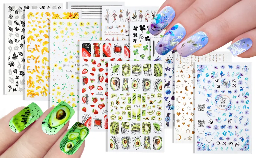 Nail Stickers  24 Stickers for Nails Art  Self Adhesive Nail Art Sticker Decals  Nail Supplies kit Large Sheets - product information 5