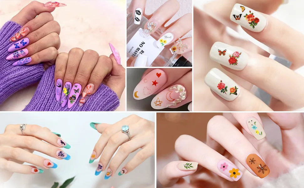 Nail Stickers  24 Stickers for Nails Art  Self Adhesive Nail Art Sticker Decals  Nail Supplies kit Large Sheets - product information 7