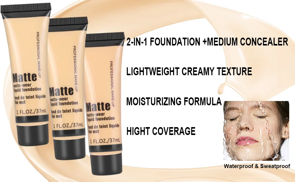Boobeen Full Coverage Foundation - Concealer Liquid Foundation Matte Creamy Foundation Smoothing Lightweight Flawless Makeup Base 03 - foundation smoothing cover foundation matte concealer liquid foundation