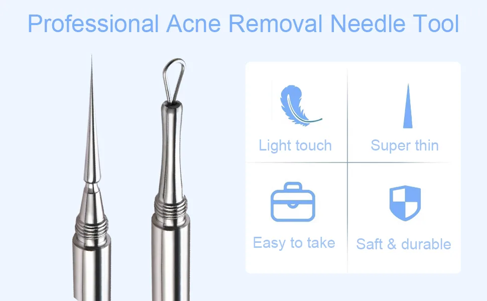 Professional Blackhead Remover Titanium Lancet Needle Acne Blackhead Remover Pointed Pimple Extractor Blackhead Removal Tool(Sliver) Silver-1pc - acne removal needle tool