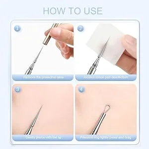 Professional Blackhead Remover Titanium Lancet Needle Acne Blackhead Remover Pointed Pimple Extractor Blackhead Removal Tool(Sliver) Silver-1pc - facial milia remover