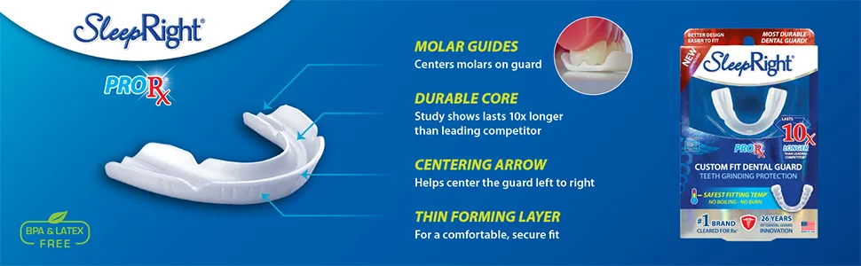 SleepRight Gen 2 Pro-RX Dental Guard (New Version) - SleepRight ProRx - Custom Fit Dental Guard - Teeth Grinding Protection