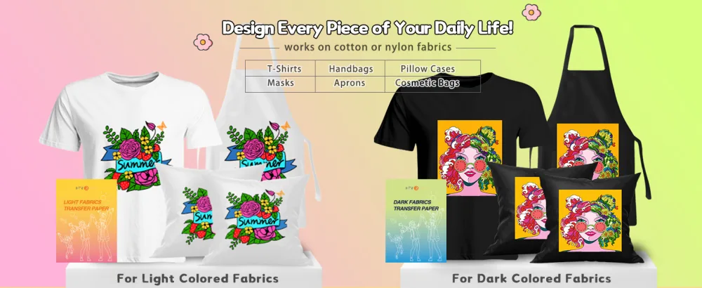 HTVRONT Heat Transfer Paper for Dark T Shirts -25 Sheets 8.5x11 Iron on Transfer Paper for Inkjet & Laser Printer  Stretchable & Durable Printable Heat Transfer Vinyl  Easy to Use 8.5x11  25 Sheets For Dark Color - iron on transfer paper