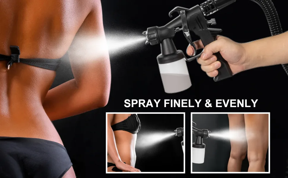 PELCAS Professional Spray Tan Machine Sunless Black Tanning Gun Mobile HVLP Spray  Upgraded Airbrush Tan Machine Kit Perfect Tool For Spray Tan Spray Tanning System - Airbrush Tanning Machine