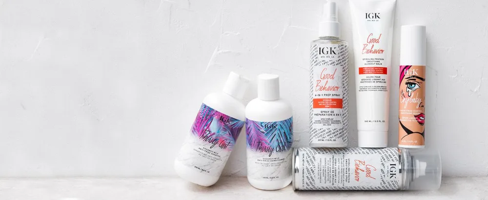 IGK COLOR DEPOSITING MASK | Conditioning + Hydrate + Shine | Vegan + Cruelty Free | Peek A Blue (Steely Blue Gray) - Smoothing Banner