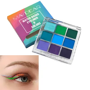 Maydear Water Activated Eyeliner  9 Colors Matte Eyeliner Cream Palette  Color Face and Body Paint Light Color - product information 2