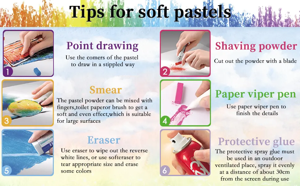 LOONENG Non Toxic Soft Pastels Chalk  Soft Chalk Pastels Stick for Crafts Projects  Drawing  Blending  Layering  Shading  24 Brilliant Assorted Colors 24 Colors - chalk pastels