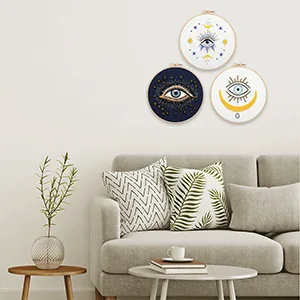 Anidaroel 3 Sets Evil Eye Embroidery Starters Kit for Beginners  Stamped Cross Stitch Kits for Beginners Adults Include Embroidery Cloth  Embroidery Hoops  Threads and Needles - product information 18