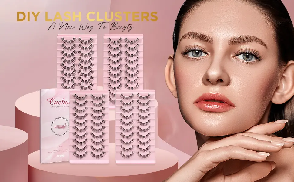 Cuckoo DIY Eyelash Extension Individual Lash 100 Clusters Volume Lashes Set  3D Effect Glue Bonded Band Individual Lashes  False Eyelashes Extension Natural Look - product information 1