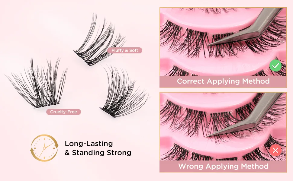 Cuckoo DIY Eyelash Extension Individual Lash 100 Clusters Volume Lashes Set  3D Effect Glue Bonded Band Individual Lashes  False Eyelashes Extension Natural Look - product information 3
