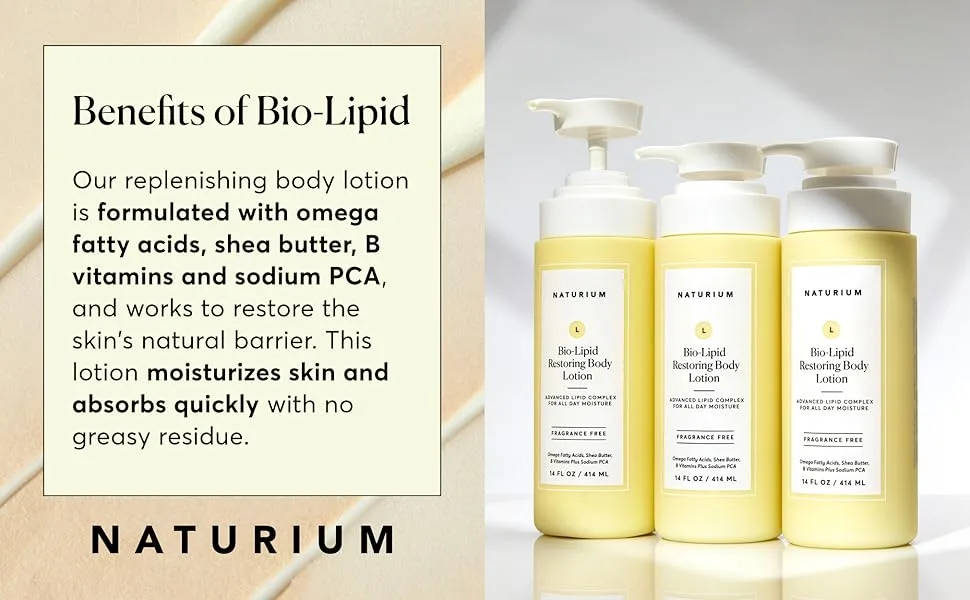 Naturium Bio-Lipid Restoring Moisturizing Body Lotion with Shea Butter  Fragrance Free  14 oz - bio lipid