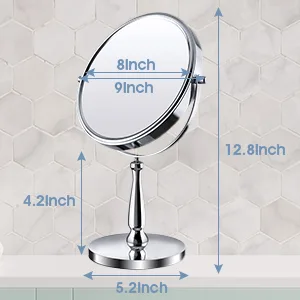 zelaxy 8 Large Makeup Vanity Mirror  Double Sided 1X 10X Magnification Mirror  360 Swivel Round Mirror with Stand and Removable Base  High Definition  Chrome Finish(Silver) Silver-3 - product information 13